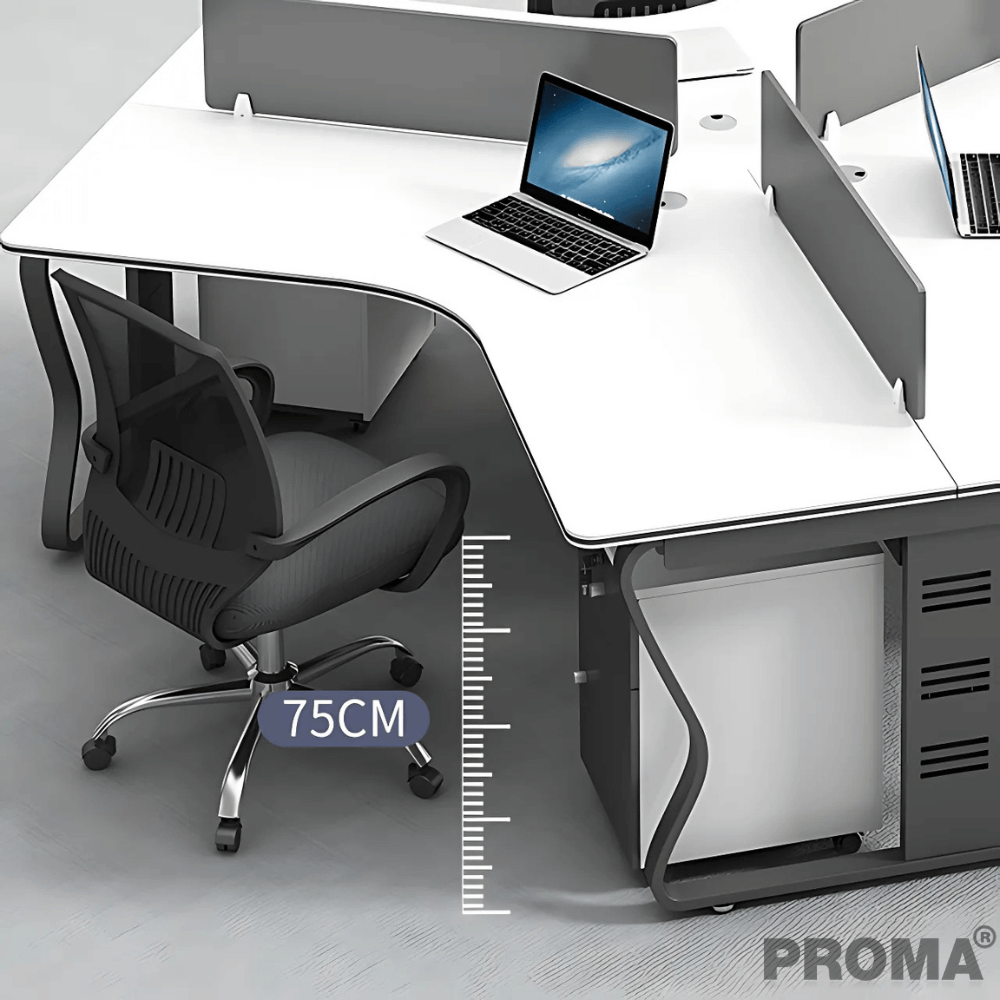 [Pre-order] โต๊ะทำงาน Proma-POD-05 สีขาว/ดำ แบบ 8 ที่นั่ง (ไม่มีตู้เอกสาร)